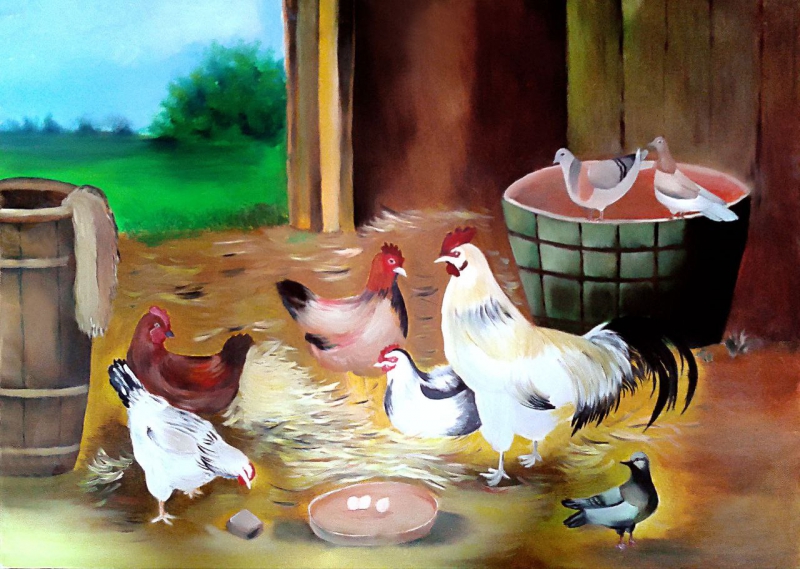 نقیب اسد  -  مرغ و خروس در مزرعه